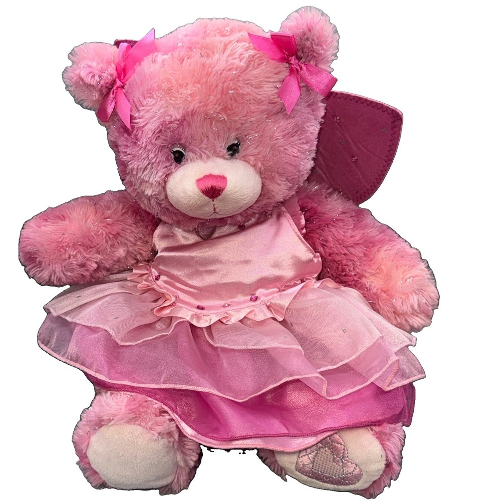 Build-A-Bear Plush Pink Sparkles with Pink Clothes and Pink Wings